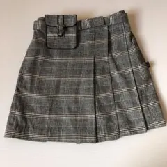 組曲　ひだ巻きスカート　チェック　120㎝　ミニポーチ付き