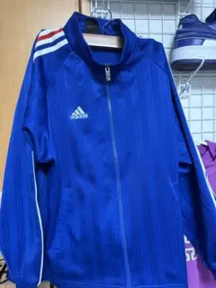 adidas 青 ストライプ ジャージセット