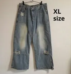 ダメージデニム ワイド デニム