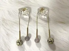 CLUDO ダルメシアン くすみカラー 天然石 ピアス