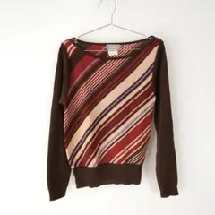 USED 古着 マルチカラー マルチボーダー ニット セーター ニットトップス
