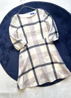 【訳あり】バーバリー　BLUE LABEL チェック　ワンピース　七分袖　38