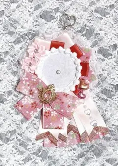 痛ロゼット　ピンク　赤　和柄