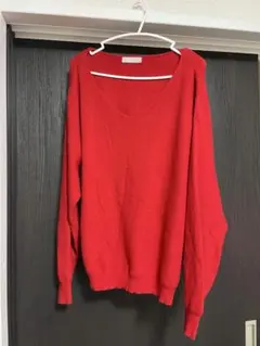 Flow and Fixture ニット Vネック セーター 赤 L