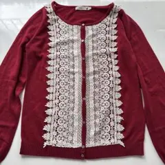 earth music&ecology レース貼りカーディガン