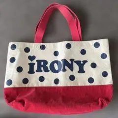 iRONY トートバッグ ドット柄 コーデュロイ切替
