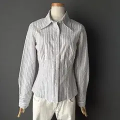 RODEO CASUALWEAR 長袖ストライプシャツ ウエストシェイプ L