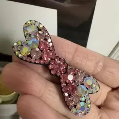 ☆✴︎ヘアピンコーナー476の1キラキラストーン付ファンシーリボンヘアクリップ高級