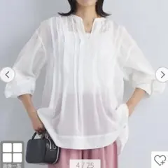 新品　グリーンレーベルリラクシング　ソデ タック ボリュームスリーブ ブラウス