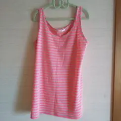GU タンクトップ ボーダー ピンクヨガ フィットネス マラソン ジョギング