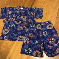 甚平　110 花火　日本製　女の子 男の子　キッズ　花火大会　お祭り　浴衣