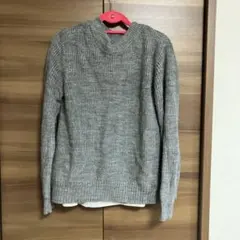 グレー オフショルダー ニットセーター