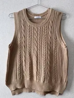 【美品】OLIVE des OLIVEベージュ ニットベスト　M 綿100