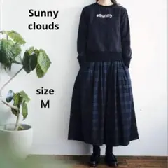 サニークラウズ / ワイドパンツ ぼわっとキュロパン チェック 緑 紺 Ｍ