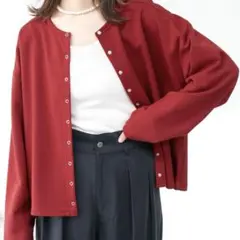 大人可愛い♡ BONLECILL スナップボタン　カーディガン レッド Fのサムネイル