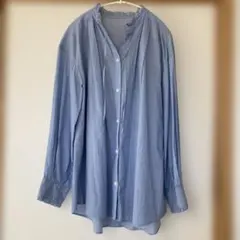 グリーンレーベルリラクシング ストライプ フリルネックシャツ