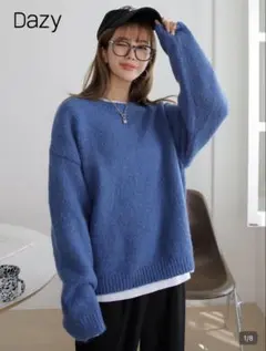 Dazy オーバーサイズブルーニット ブルー