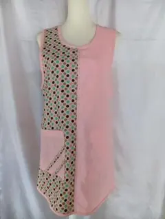 カラフルドット柄ノースリーブエプロン　小さめサイズ　リバシーブル