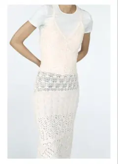 レース編みノースリーブロングワンピース　ZARA