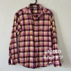 UNIQLO ユニクロ チェック柄 ネルシャツ ピンク M