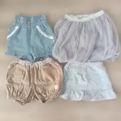 【値下】ベビーキッズ ボトムス　パンツ　4枚セット80 90　女の子　まとめ売り