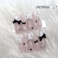 No.50 ネイルチップ ピンク 白 韓国 量産型 フレンチガーリー ワンホン