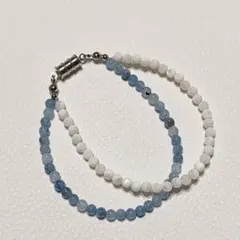 アクアマリンとマザーオブパールのブレスレット