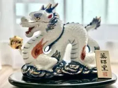 薬師窯 室町青磁釉天翔龍置物（黒台付） - メルカリ