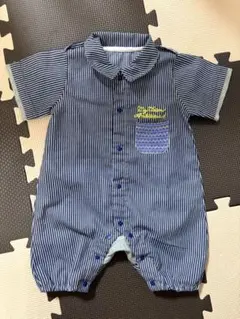 襟付きストライプ柄 ロンパース