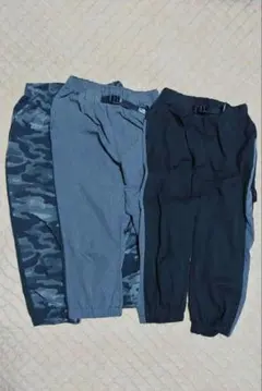 160男子　七分丈パンツ/クロップドパンツ　3枚組（黒・グレー・迷彩）