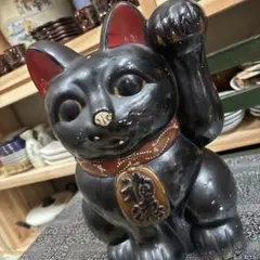 限定値引✨厄除け招き猫》黒猫左手6号手長 ビンテージ現品限り - メルカリ