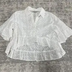 GU ジーユー　レース　ペプラムシャツ（5分袖） by rokh