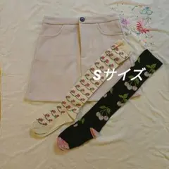 ベージュ ミニスカート Aライン　ポケット付き　Sサイズ