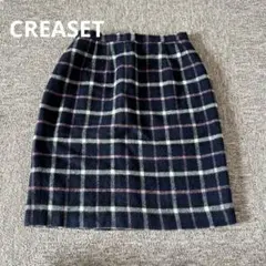 CREASET タイトスカート　ミニスカート　チェック柄　ブルー系