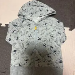 恐竜柄グレー100cmパーカー