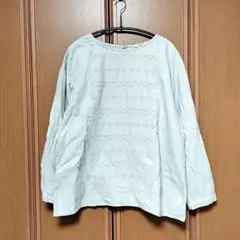 studio CLIP　幾何柄刺繍ブラウス　M　グレー　裾フリル