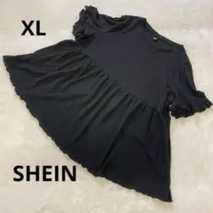 SHEIN ティアード フリル袖 トップス　チュニック ゆったり　XL 黒
