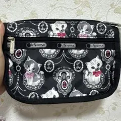 LeSportsac レスポートサック 猫柄 ポーチ ネコ ブラック 新品