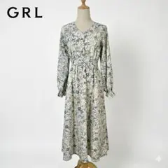 GRL グレイル 小花柄 パフスリーブ ロングワンピース アイボリー S