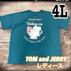 (309)レディース大きいサイズ　トム&ジェリー　Tシャツ 4L グリーン胸刺繍のサムネイル