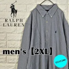 V721【Ralph Lauren】刺繍ロゴボタンシャツ【メンズ2XL】