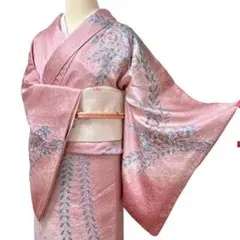 AA47愛華 着物 訪問着　絞り　辻け花　箔　正絹 美品　身丈170cm