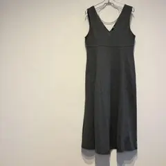 【UNIQLO】Vネック ノースリーブワンピース グレー Lサイズ