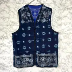 藍染ベスト(L)ドラゴン刺繍 竜 龍 チャイナボタン 蝶 和柄 和モダン