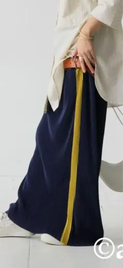 プリーツロングスカート ネイビー