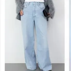 AGOLDE DAME JEAN デニムパンツ ライトブルー ダメージ ワイドのサムネイル