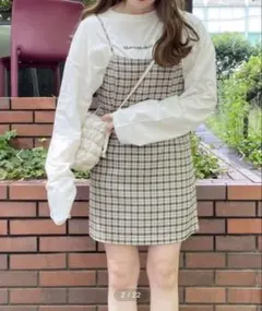 ヘザー　チェック柄キャミワンピース タイトミニワンピース