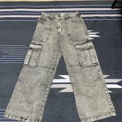 9090 カーゴパンツ グレー ダメージ加工