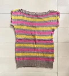 マークバイマークジェイコブス　ピンク×色グレーベージュ　リネン混サマーニットXS