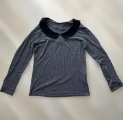 m.m.o グレー 長袖Tシャツ ブラック襟付き Mサイズ